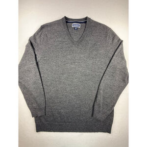 Club Room Merino Wool Blend V-Neck Sweater Gray Large